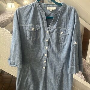 Cotton blend summer chambray dress XL